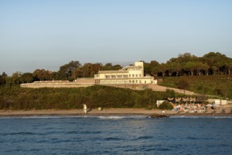 Burgas, Bulgaria. September 9th 2020 The iconic architecture of the Bugas Sea Casino building now a