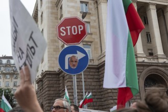 Sofia, Bulgaria. September 2nd 2020 Bulgarian anti-government protestors gather in front of police