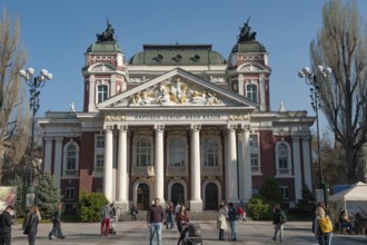 Sofia, Bulgaria, March 30th 2019. Bulgaria National Theatre, Ivan Vazov, City Garden, Sofia,