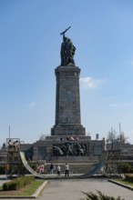 Sofia, Bulgaria. March 30th 2019 Young Bulgarians Skateboarding beside the Monument to the Soviet