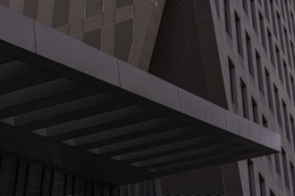 This image showcases the intricate design details of a modern building, emphasizing textures and