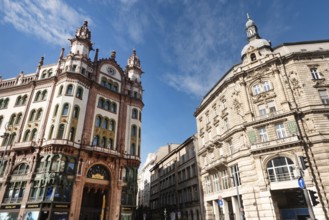 Budapest, Hungary. October 1st 2023 Ornate building facade in Belle Epoque style architecture,