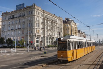 Budapest, Hungary. October 1st 2023 The number 23 tram running between Jaszai Mari ter and Keleti