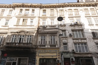 Bucharest, Romania. October 29th 2023. The faded architecture of the historical Old town of