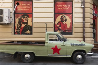 Bucharest, Romania. October 29th 2023. A Soviet era car with Che Guevara insignia parked outside a