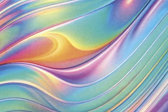 This artwork showcases a vibrant, abstract gradient with smooth, flowing lines and a textured,