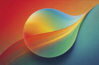 Vibrant, grainy background displays a blend of colors transitioning smoothly A stylized shape