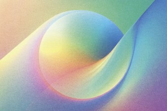 Soft curves and a large sphere create an eye-catching gradient composition filled with varying hues