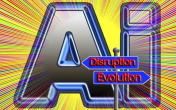 Symbolic photo, AI and AI idealized as perfection of the future, evolution or disruption, ChatGBT,