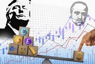 Symbolic image, Trump enrichment, dollar devaluation, questionable speculation gains for himself,