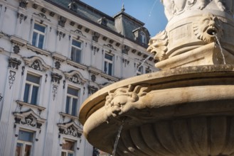 Bratislava, Slovakia. October 2nd 2023 Traditional architectural detail of a fountain with