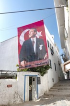Bodrum, Turkey. April 23rd 2022 A pretty street with traditional local architecture and portrait of