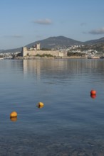 Bodrum, Mugla, Turkey. April 21st 2022 Beautiful scenic view of the Castle in Bodrum Harbour, the