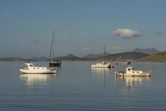 Bodrum, Turkey. April 22nd 2022 Lovely calm morning scenic view of boats moored in Bodrum harbour,