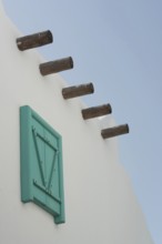 Stylish designed minimalist architecture with blue sky in the Turkish Aegean coastal harbour city