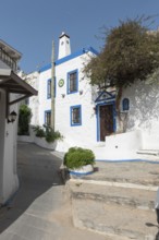 Bodrum, Turkey. April 23rd 2022 A pretty street with traditional local architecture in the lanes of