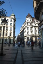 Belgrade, Serbia. July 23rd 2019 The architecture of Knez Mihailova Street in the Serbian capital