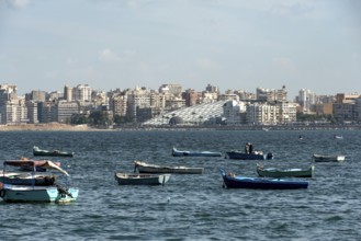 Alexandria, Egypt. December 3rd 2022 Local fishermen and fishing boats moored in the Mediterranean