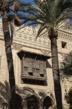 Alexandria, Egypt. December 3rd 2022 Mashrabiya windows of 13th century Islamic architecture of Abu