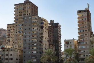 Alexandria, Egypt. December 3rd 2022. High rise tower blocks of apartments near the sea front
