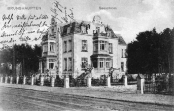 Historic postcard around 1900, Baltic resort Brunshaupten i.M., lake castle, historic place on the
