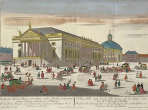 View of Bebelplatz in Berlin in the 18th century, which was then known as Opernplatz. The focus is