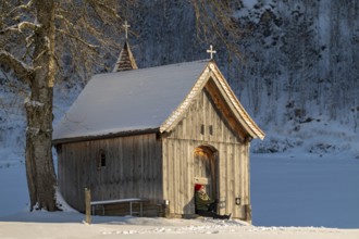 Copper chapel in winter, Hochgallzein, Gallzein, Tyrol, Austria