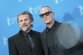 Ethan Hawke and Padraic McKinley during a photocall for the film The Widget at the Berlinale at the