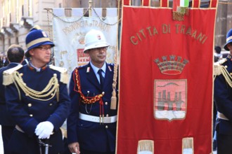 Sicily, Trapani, Good Friday mystery procession La Processione dei Misteri, groups accompany the