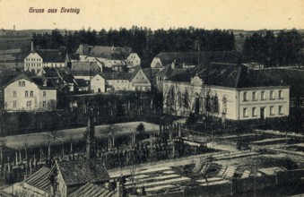 Historical postcard around 1900, Bretnig, today a district of the town of Großröhrsdorf in the