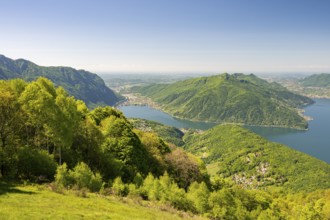 View of Lake Lugano from Mount Sighignola, Balcone Svizzero, Tessin, Switzerland