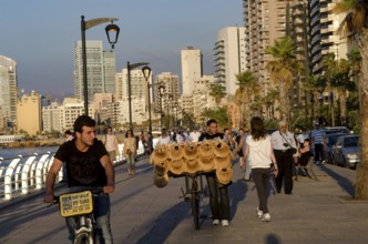Beirut, Lebanon. May 29th 2012 Beirut Corniche a palm lined promenade beside the Mediterranean Sea,