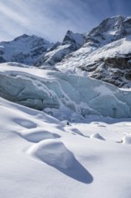 Snowy glacier, Morteratsch Glacier, Bernina Range, Engadin, Graubünden, Switzerland