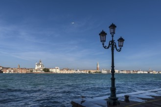 View of Santa Maria della Salute and the Campanile in Venice from Guidecca Island, Venice, Veneto,