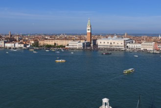 View of San Marco from the tower of the Basilica of San Giorgio Maggiore, Venice, Veneto, Italy