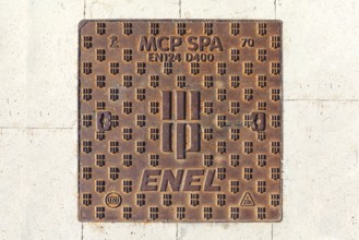 Manhole cover on Giudecca Island, Veneto, Italy