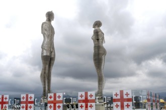 Batumi, Georgia. July 21st 2025. Landmark of Ali and Nino, a moving sculpture in Batumi Boulevard,