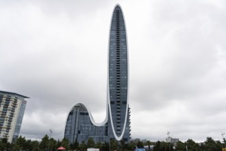 Batumi, Georgia. July 21st 2025. The modern futuristic design of the high-rise Marriott Hotel on
