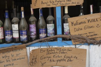 Sirince Village, Selcuk, Izmir Turkey. May 1st 2017. Wine for sale Sirince village near Selcuk