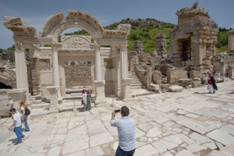 Ephesus, Izmir, Turkey. April 30th 2017 Tourists visiting the ancient ruins of Ephesus in Turkey