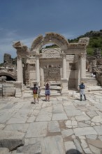 Ephesus, Izmir, Turkey. April 30th 2017 Tourists visiting the ancient ruins of Ephesus in Turkey