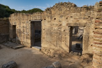 Kladeos Baths, ruins of an old building with open wall openings, archaeological site, Ancient
