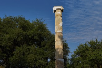 Victory Column of Nike, Single Stone Column with Capital against a Blue, Cloudy Sky, Archaeological