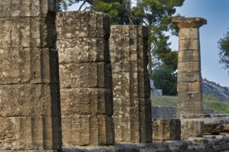 Temple of Hera, Temple of Hera, Heraion, Massive Ancient Stone Columns in a Ruined Landscape with