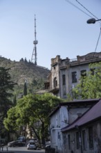 Tbilisi, Georgia. August 26th 2025. The TV telecommunications tower on top of Mtatsminda hill