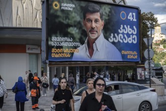Tbilisi, Georgia. September 12th 2025. An advertising bill board promoting Kakha Kaladze, the