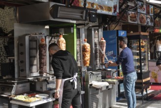 Istanbul, Turkey. January 3rd 2025. Turkish Doner Kebab street stall, serving the most popular dish