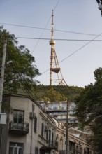 Tbilisi, Georgia. August 19th 2025. The TV telecommunications tower on top of Mtatsminda hill