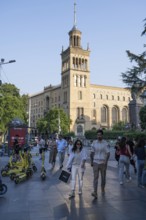 Tbilisi, Georgia. July 29th 2025. A busy street scene near to the Georgian National Academy of