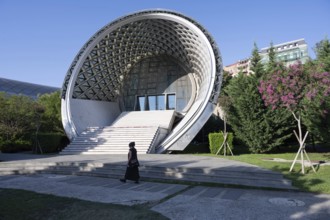 Tbilisi, Georgia. August 19th 2025. The modern architecture of Rike Music Theater and Exhibition